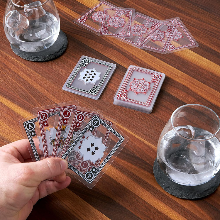 Plastic PVC Poker Waterproof Black Playing Cards Flexible Smooth Shuffling 54 Clear Plastic Cards