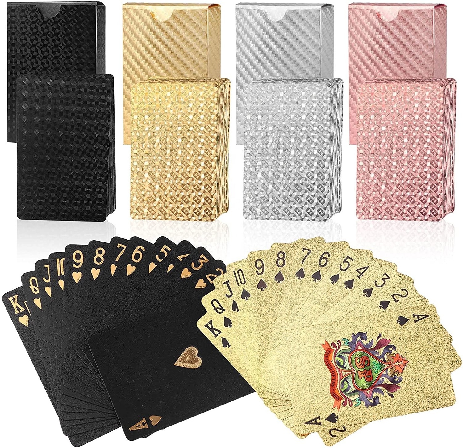 Custom Printing Casino PVC Poker Cards Waterproof Black Gold Playing Cards With Pp Plastic Box