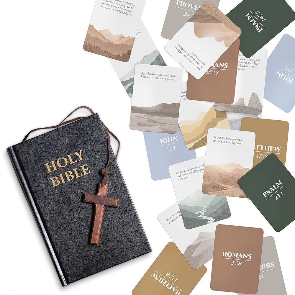 Free Sample Bible Flash Cards Game Custom Printing God's Word Flash Cards For Christians