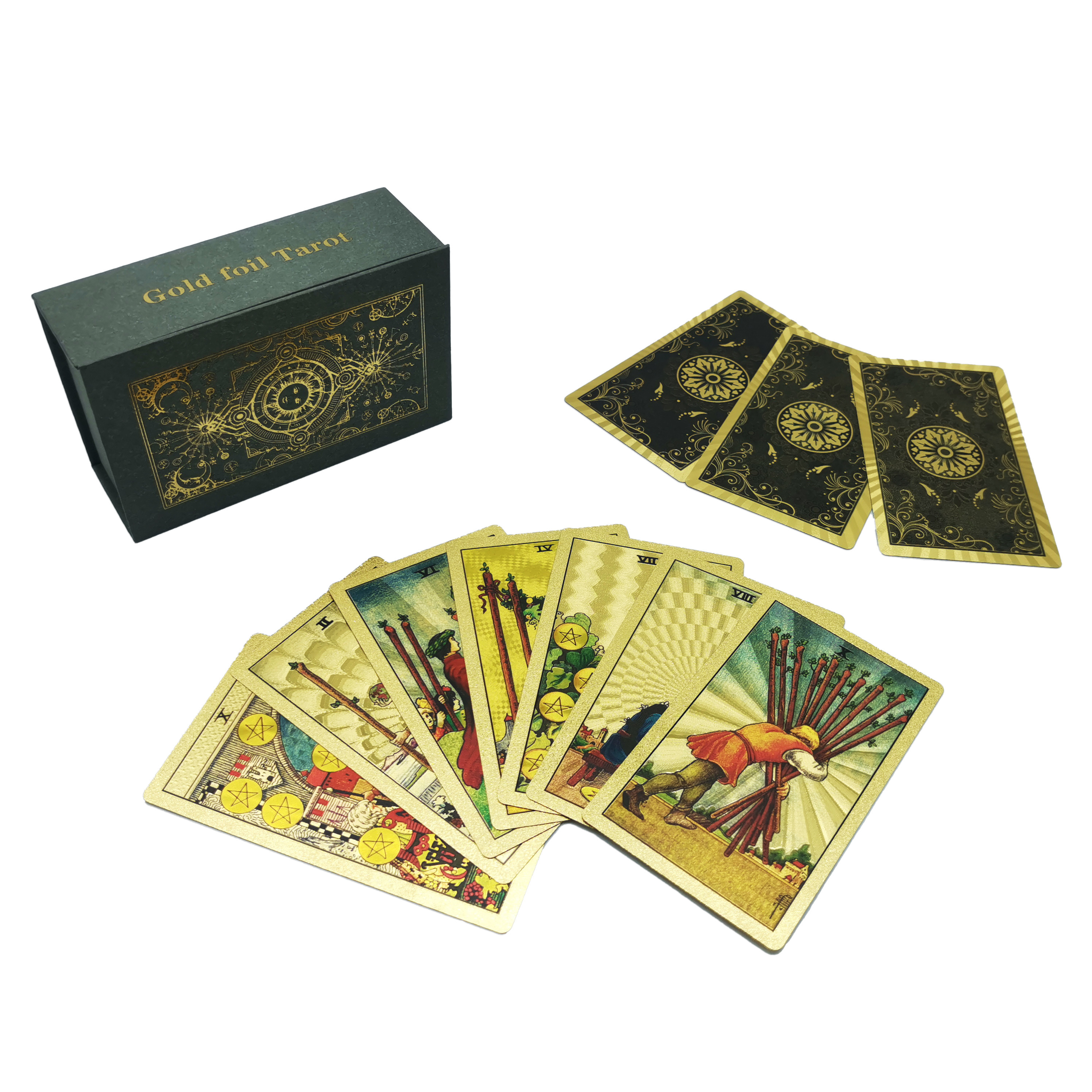 Custom Printing Gold Foil Mystical Sense Mini Tarot Cards Major Oracle Cards With Guidebook & Box