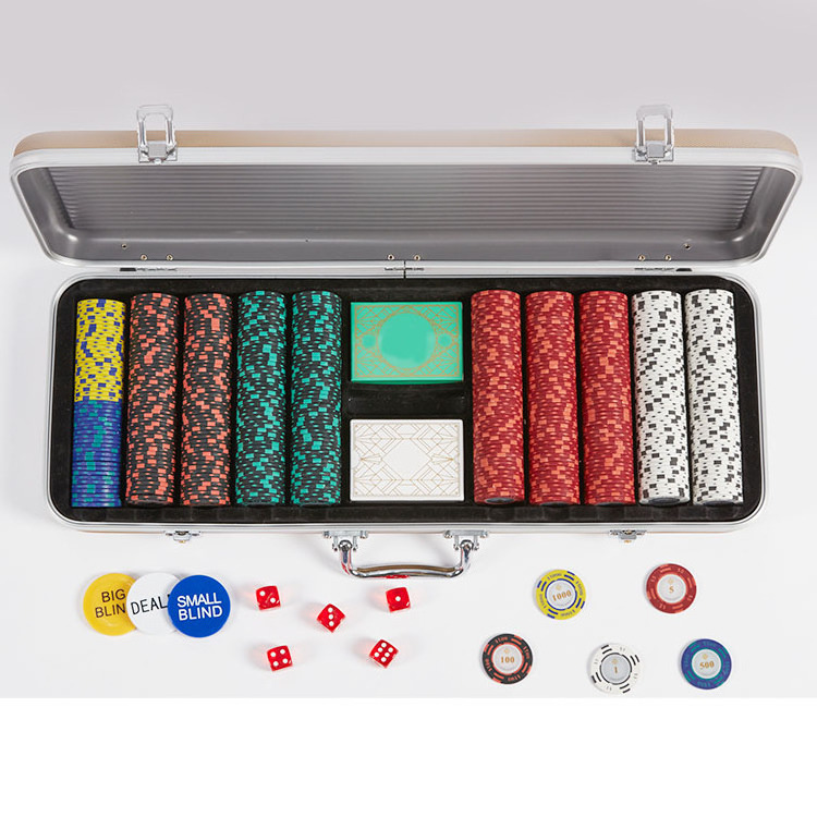 Custom Casino Poker Set 500 Chips Professional High End Portable Square Sublimation Poker Chips