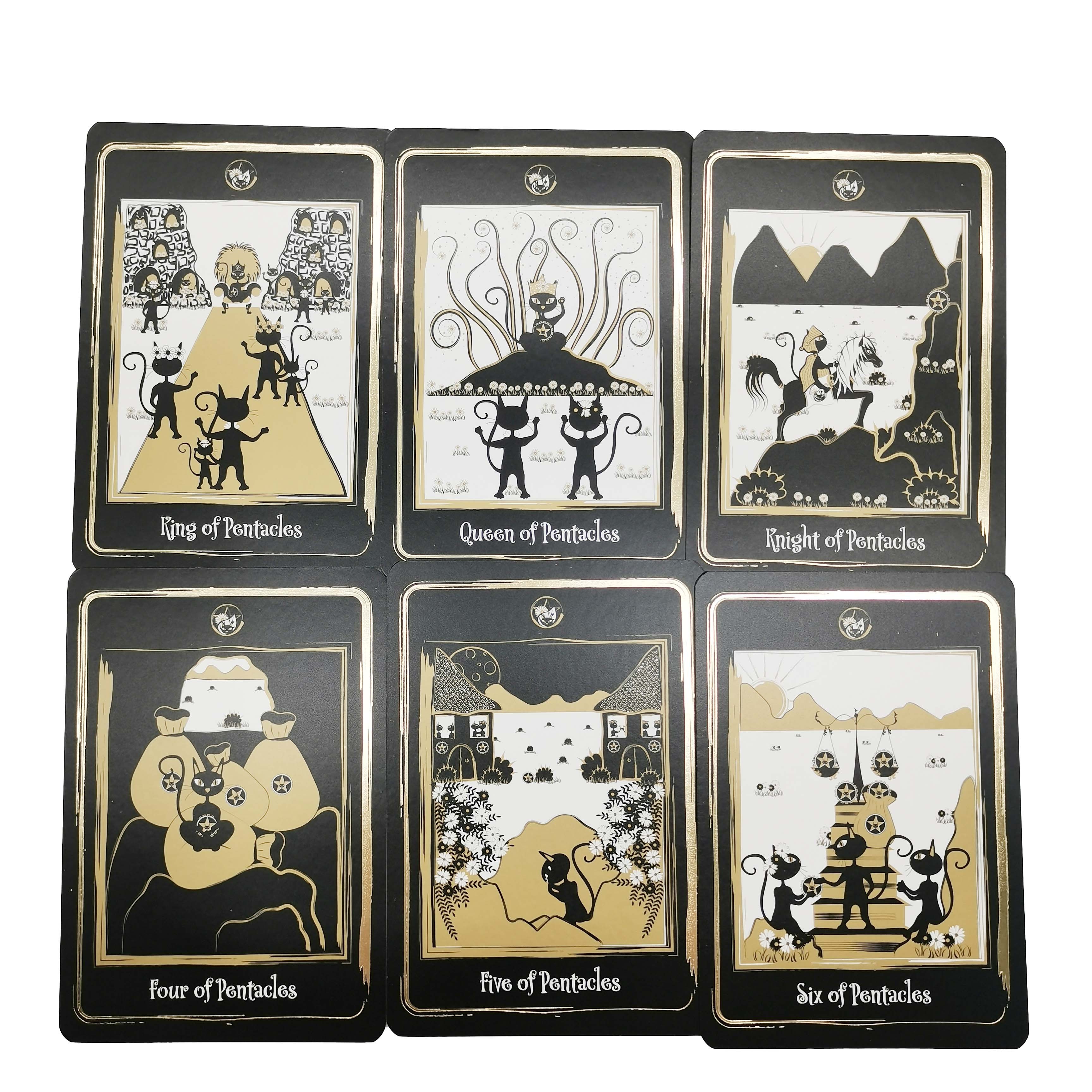 Oem Printed Golden Black Cat Tarot Cards With Guidebook Tarot Cards Charms In Russian