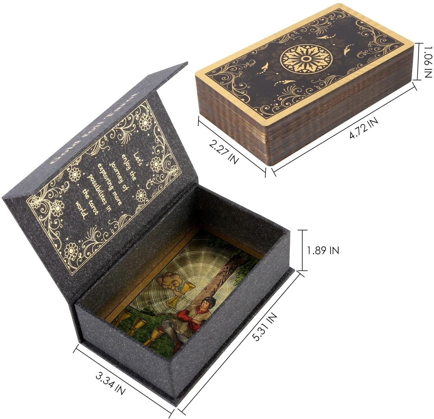 Custom Printing Gold Foil Mystical Sense Mini Tarot Cards Major Oracle Cards With Guidebook & Box