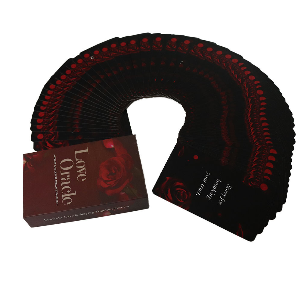 Custom Paper Tarot Cards High Quality Printing Luxury Magical Red Oracle Card In Spanish