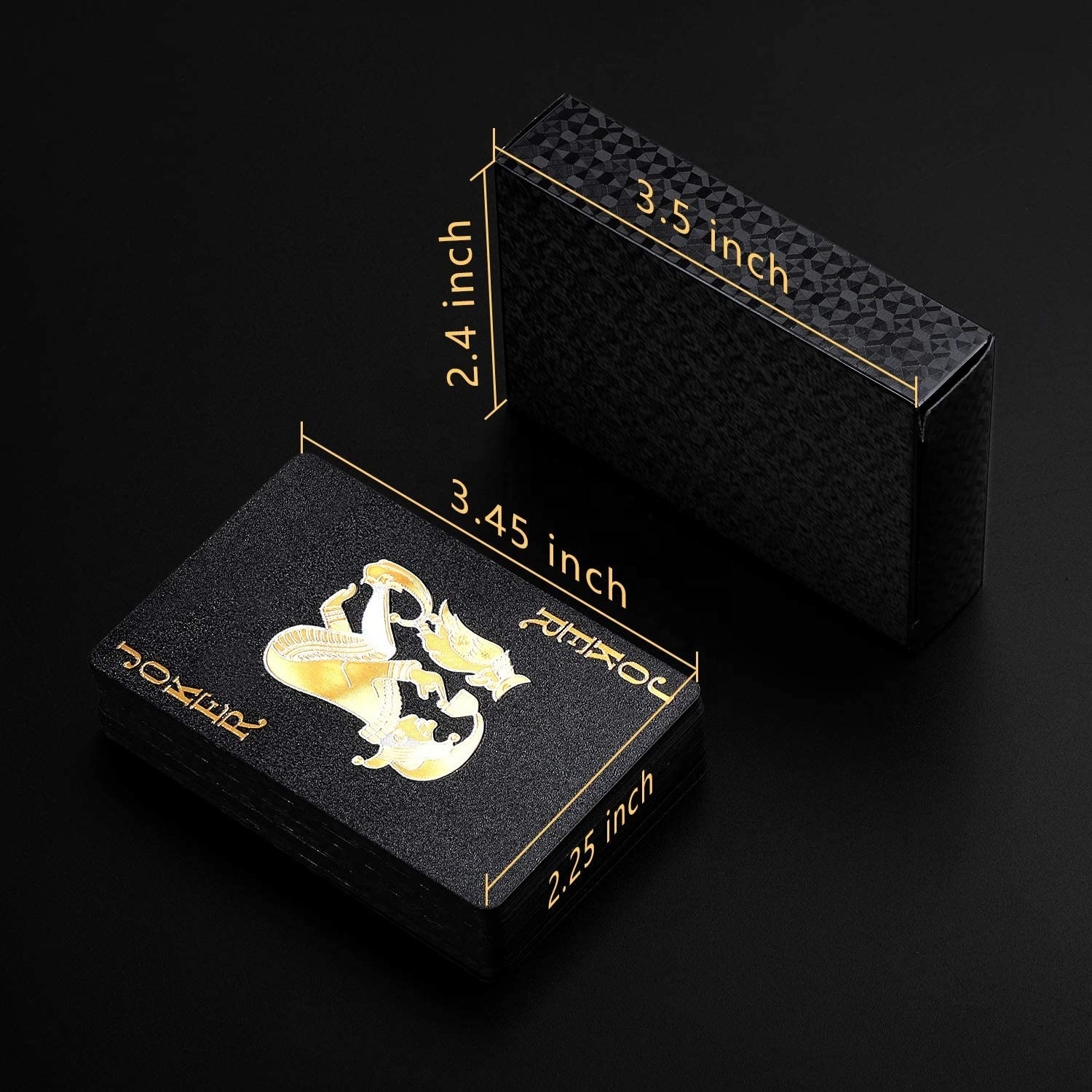 Custom Printing Casino PVC Poker Cards Waterproof Black Gold Playing Cards With Pp Plastic Box