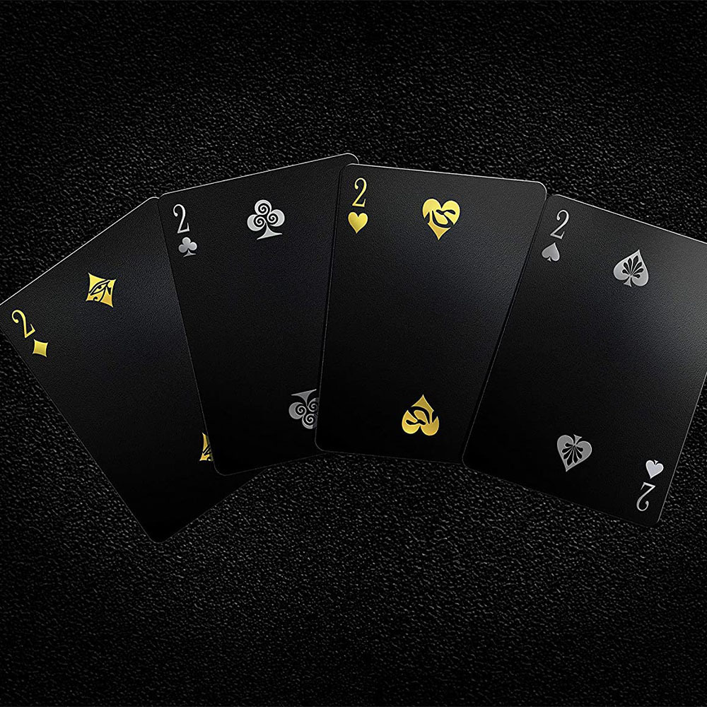 New Casino Cards Custom Gold Silver Stamping Plastic PVC Poker Waterproof Black Playing Cards