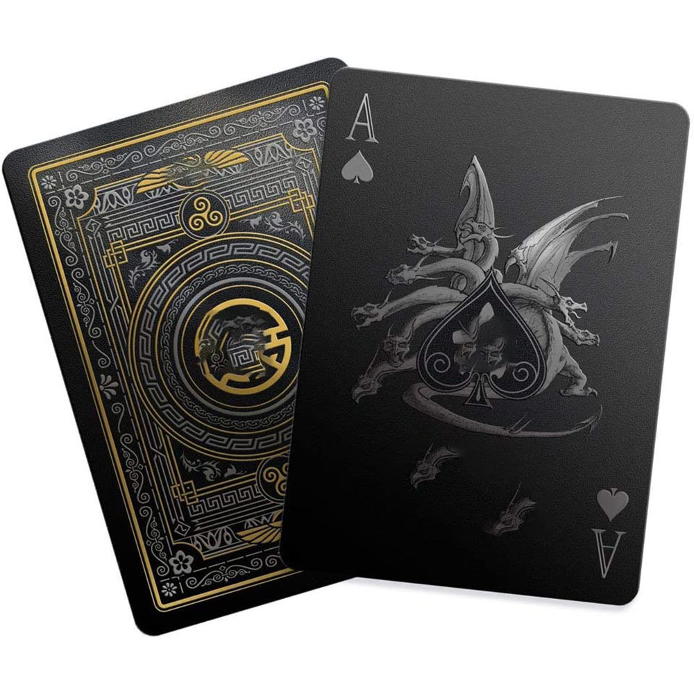 New Casino Cards Custom Gold Silver Stamping Plastic PVC Poker Waterproof Black Playing Cards