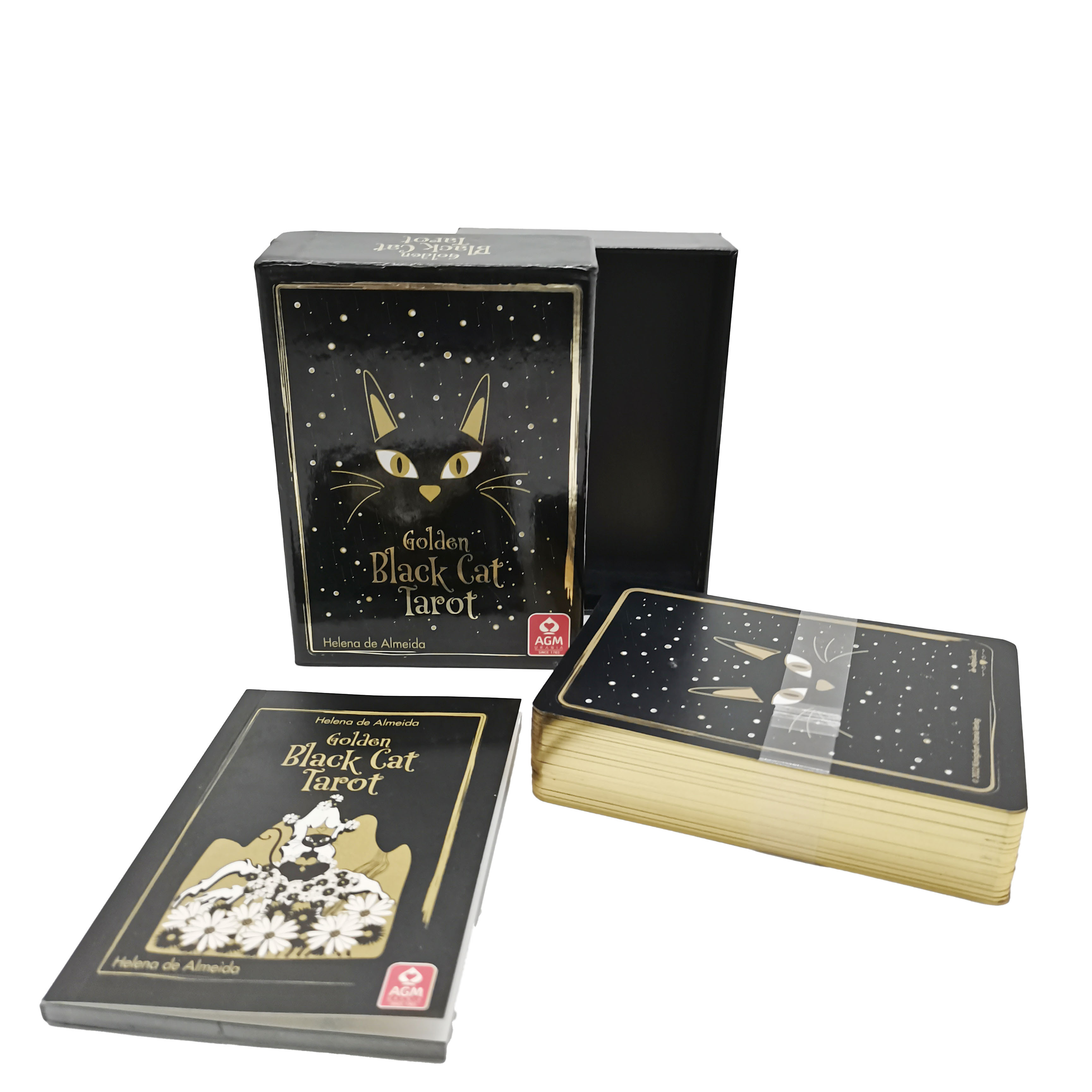 Oem Printed Golden Black Cat Tarot Cards With Guidebook Tarot Cards Charms In Russian