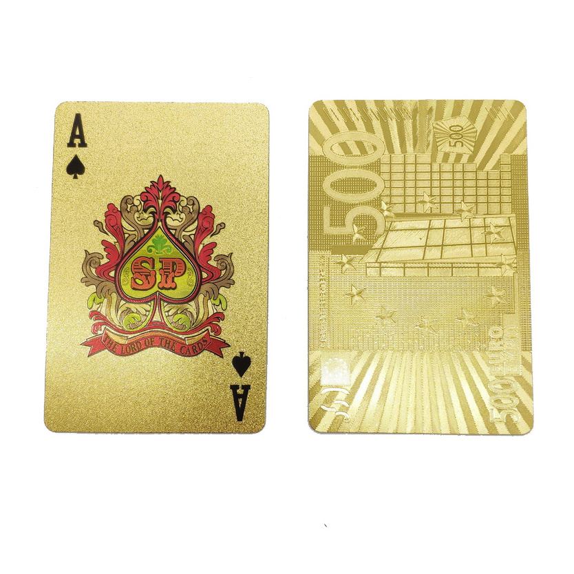 Custom 24K Golden $100 dollar bills Gold Stamping Plastic PVC Poker Smooth Waterproof Gold Plated Durable Playing Card