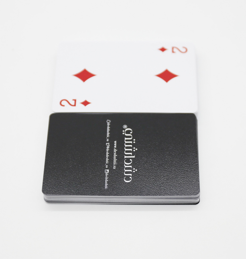 Customized LOGO Black Index Poker Playing Cards 100% Plastic PVC Waterproof Front Back Design Factory Bulk Supply