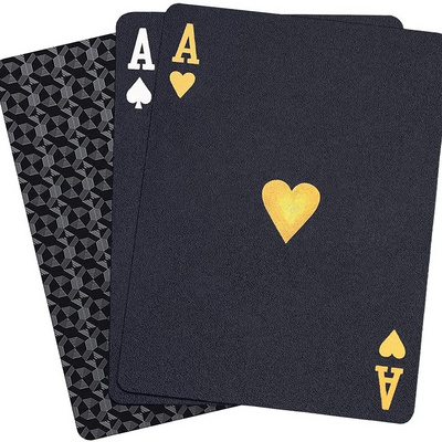 Custom Printing Casino PVC Poker Cards Waterproof Black Gold Playing Cards With Pp Plastic Box