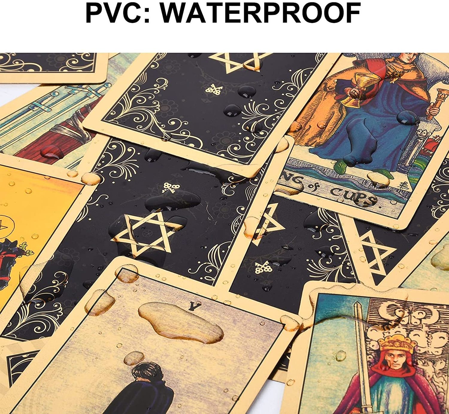 Factory  Custom Waterproof PVC Plastic Tarot Cards Gold Foil With Guidebook & Box