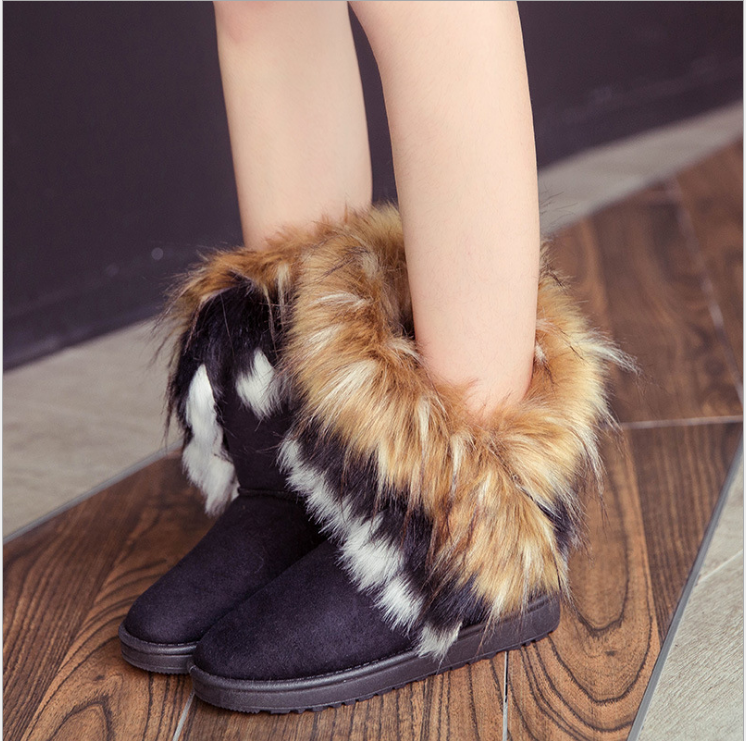 Oversized raccoon snow boots 2021 winter new fashion warm women's cotton boots