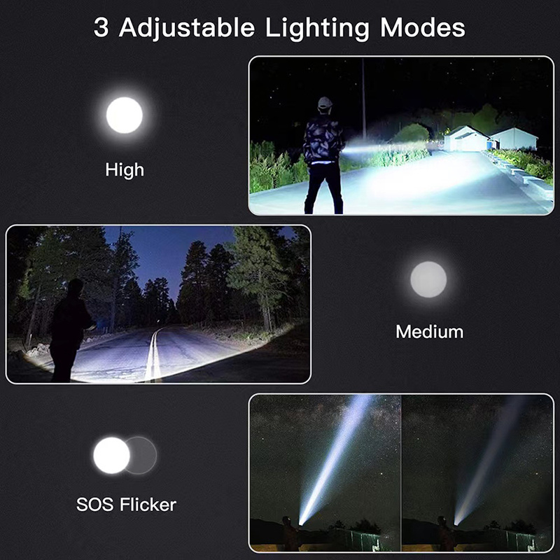 ALICSD Rechargeable LED Flashlights High Lumens 90000 Lumens XHP70 Super Bright Zoomable Waterproof Flashlight 3 Modes