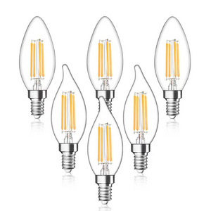 ALICSD Hot sale LED Light Bulbs E14 Straight Filament C35 Flame Tip Vintage LED 4W 6W Led light bulb for chandelier