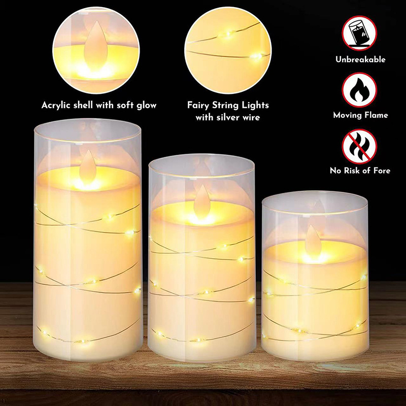 ALICSD Flickering Flameless Candles with String Lights With Remote and Timer Breath Flame LED Candles for Home Decor