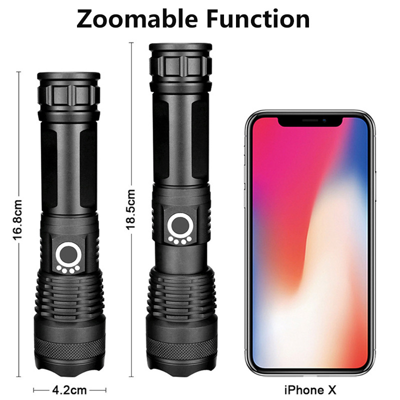 ALICSD 3000 High Lumen Waterproof USB Rechargeable Flashlight With 5 Modes XHP50 Flashlight Portable LED Flashlight Outdoor