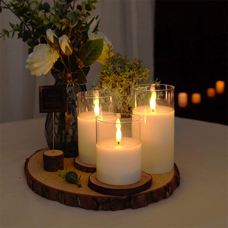 ALICSD Glass LED Flameless Candles with Remote Control and Timer for for Festival Wedding Home Party Decor