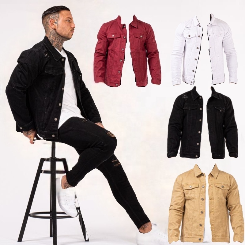 Hot Sale Fashion Retro Classical Autumn Slim Fit Wholesale OEM Male Jeans Denim Jacket Professional Manufacturer In Bulk For Men