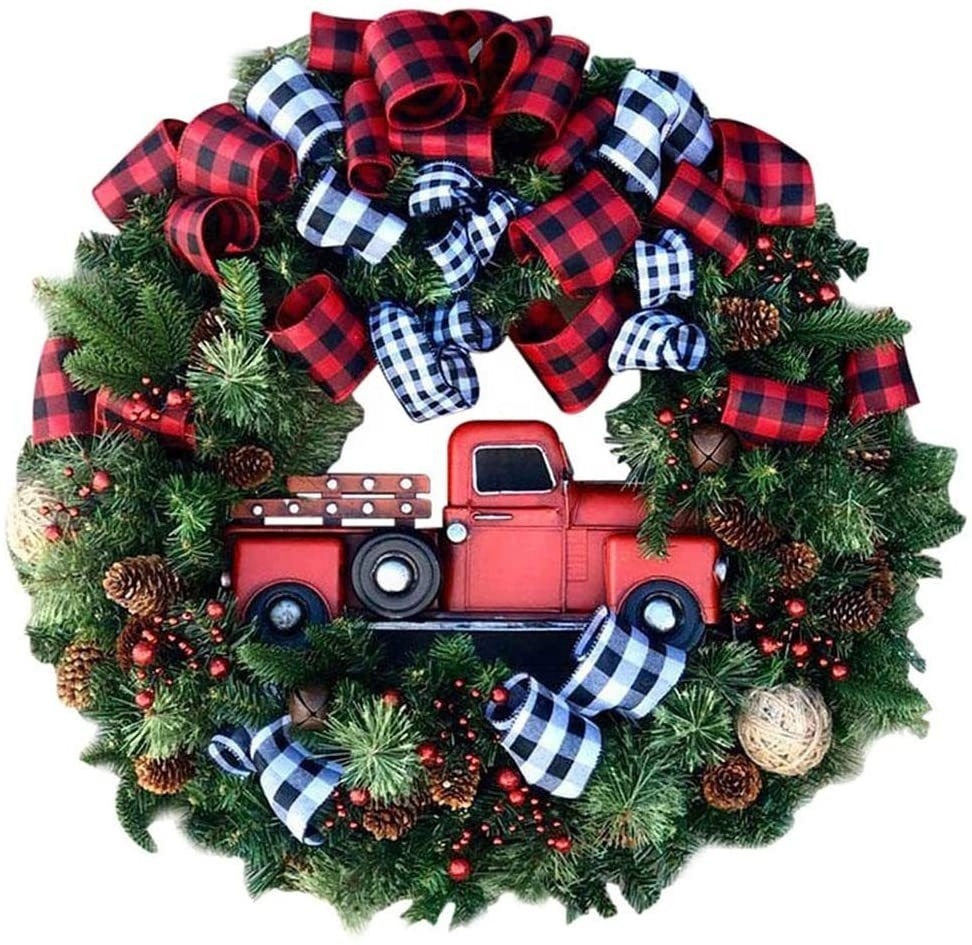 Amazon Hot Sale Christmas Decoration Door Hanging Wreath Truck Pine Nut Christmas Garland Christmas Wreath