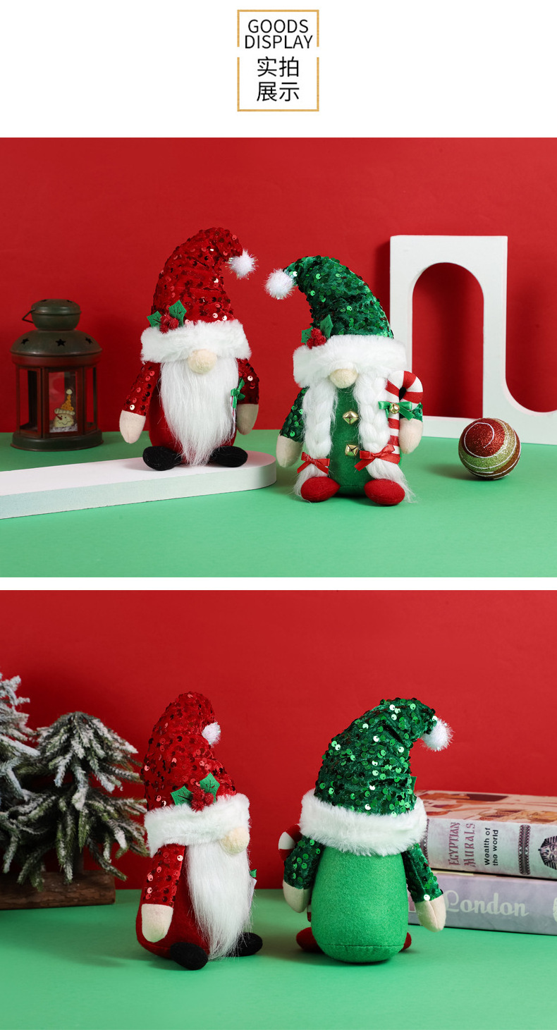 2025 New Sequin Christmas Ornaments Navidad Xmas Tomte Dwarf Dolls Plush Elf Gnomes Christmas Gonk Decoration