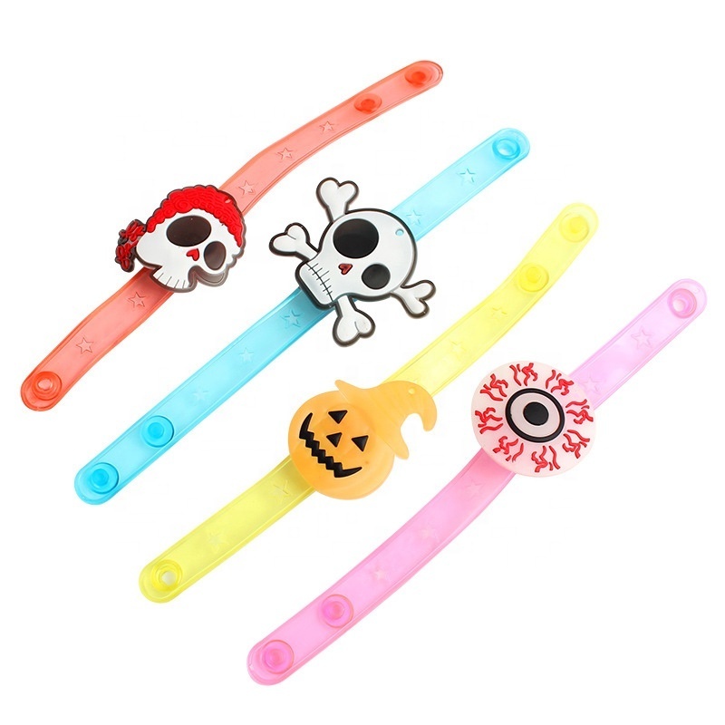 2024 Party Supplies Halloween Decorations Glow Led Bracelet Luminous Cartoon Light Up Wristband Children's Gifts Toys