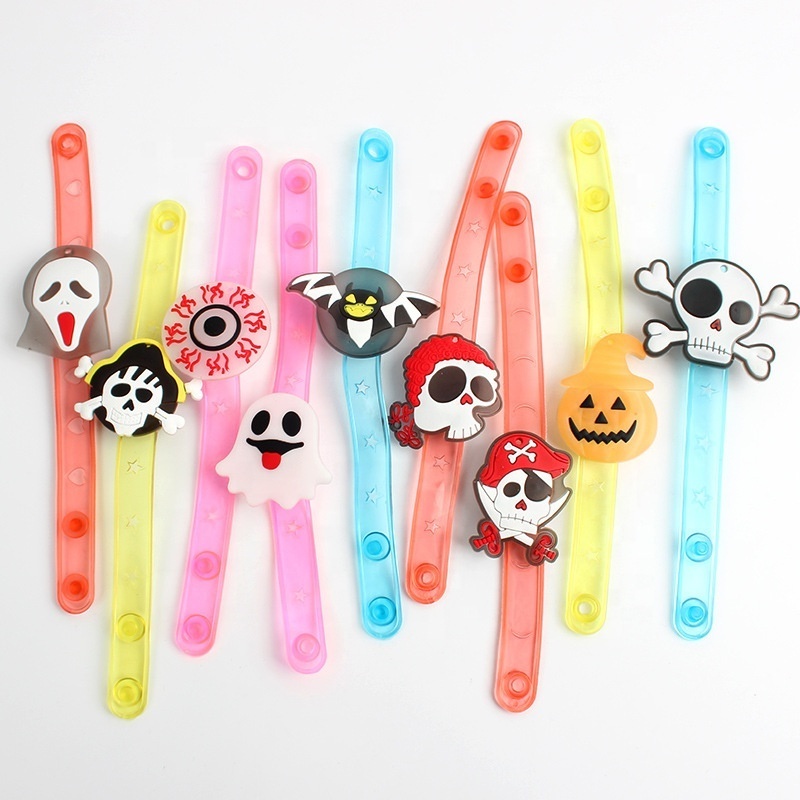 2024 Party Supplies Halloween Decorations Glow Led Bracelet Luminous Cartoon Light Up Wristband Children's Gifts Toys