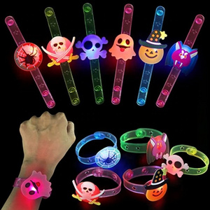 2024 Party Supplies Halloween Decorations Glow Led Bracelet Luminous Cartoon Light Up Wristband Children's Gifts Toys