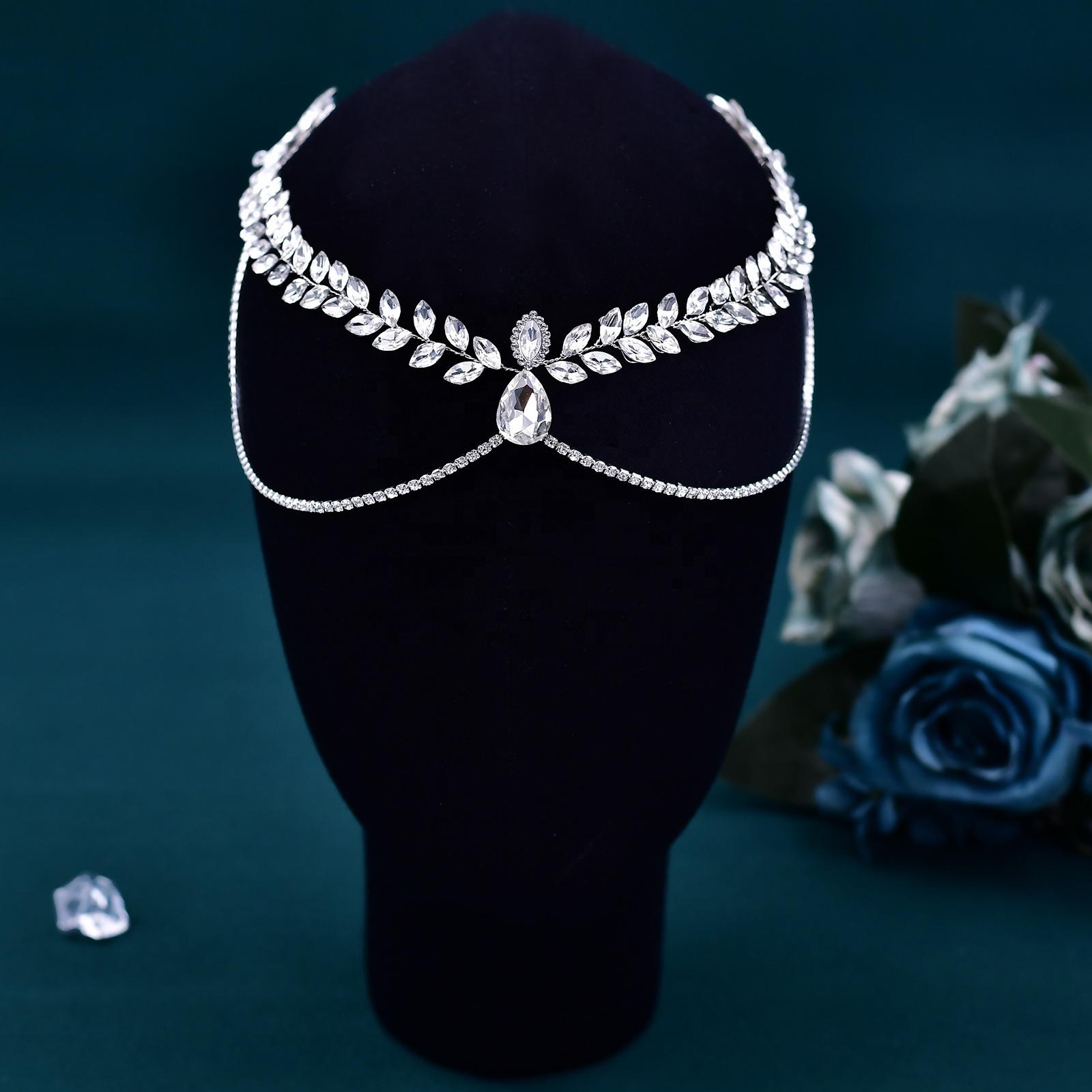 Rhinestone Head Chain Wedding Headband Bridal Headpieces for Wedding Pearl Bridal Hair Accessories Jewelry Bridal Tiara Crowns