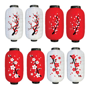 Wholesale Chinese Korean Japanese Restaurant Decorative Lantern Waterproof Foldable Silk Fabric Plum Blossom Lanterns