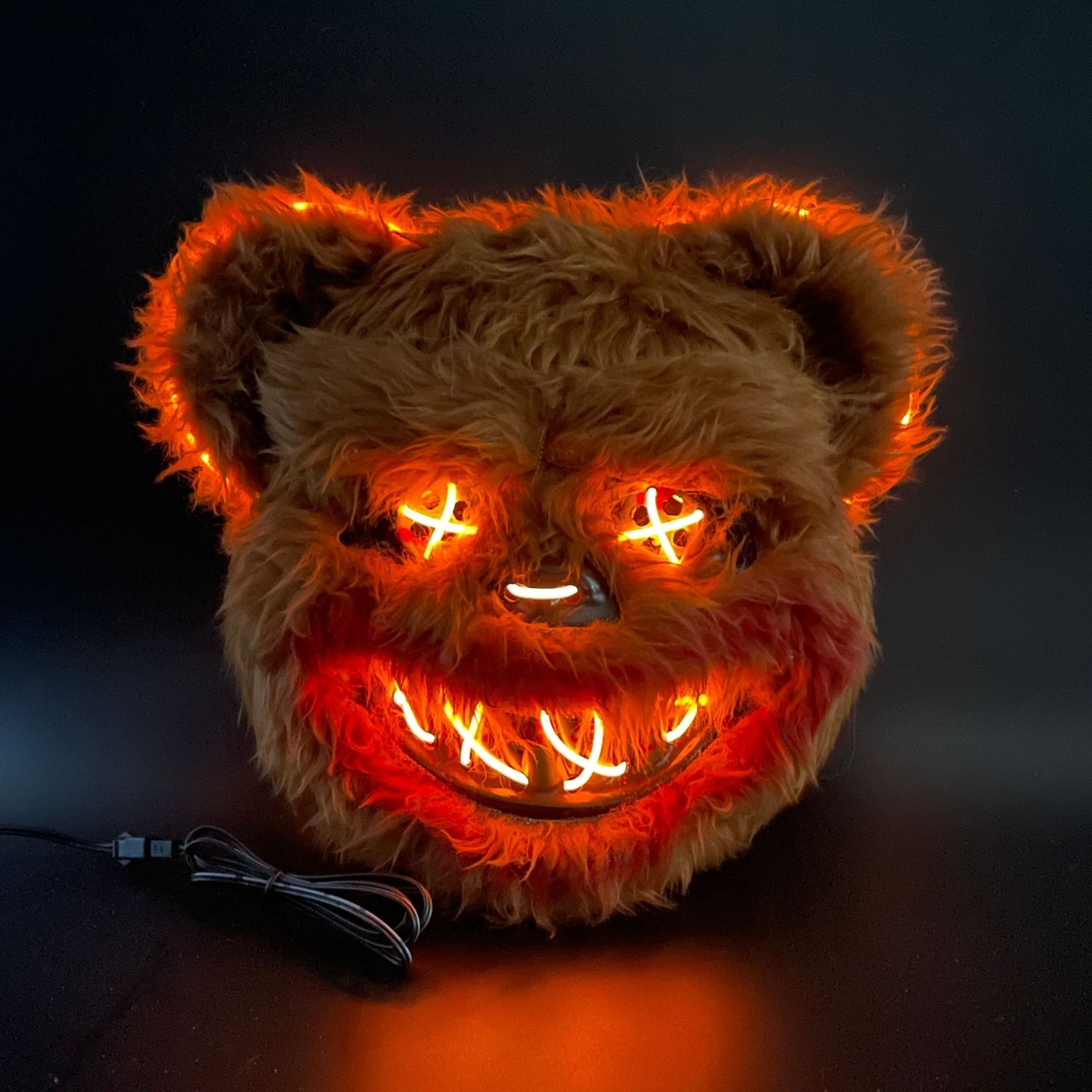 2024 Halloween Scary Halloween Mask Bloody Killer Rabbit With LED Mask Teddy Bear Halloween Plush Cosplay Horror Mask