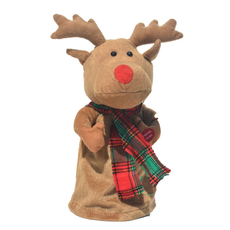 Children's toys cute doll Electric Music Rotating Deer Rudolph Ornament Christmas Gift Plush Doll