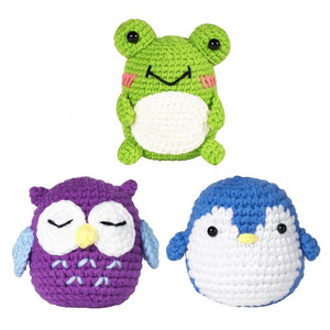 Wool Yarn DIY Crochet Kit Animal Owl Frog Penguin Beginners Full Needlework Crochet Starter Kit For Beginners Crochet Kit