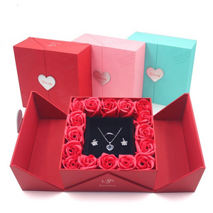 16 Preserved Eternal Rose Flower Lipstick Necklace Box Rose Jewelry Gift Box Birthday Valentine's Mothers Day Gift 2024