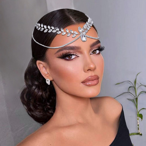 Rhinestone Head Chain Wedding Headband Bridal Headpieces for Wedding Pearl Bridal Hair Accessories Jewelry Bridal Tiara Crowns