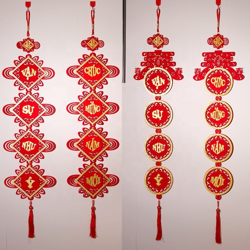 Chinese New Year Spring Festival Couplets Decorations Ornaments Red Chinese Pendant Traditional Lucky Hanging Decor