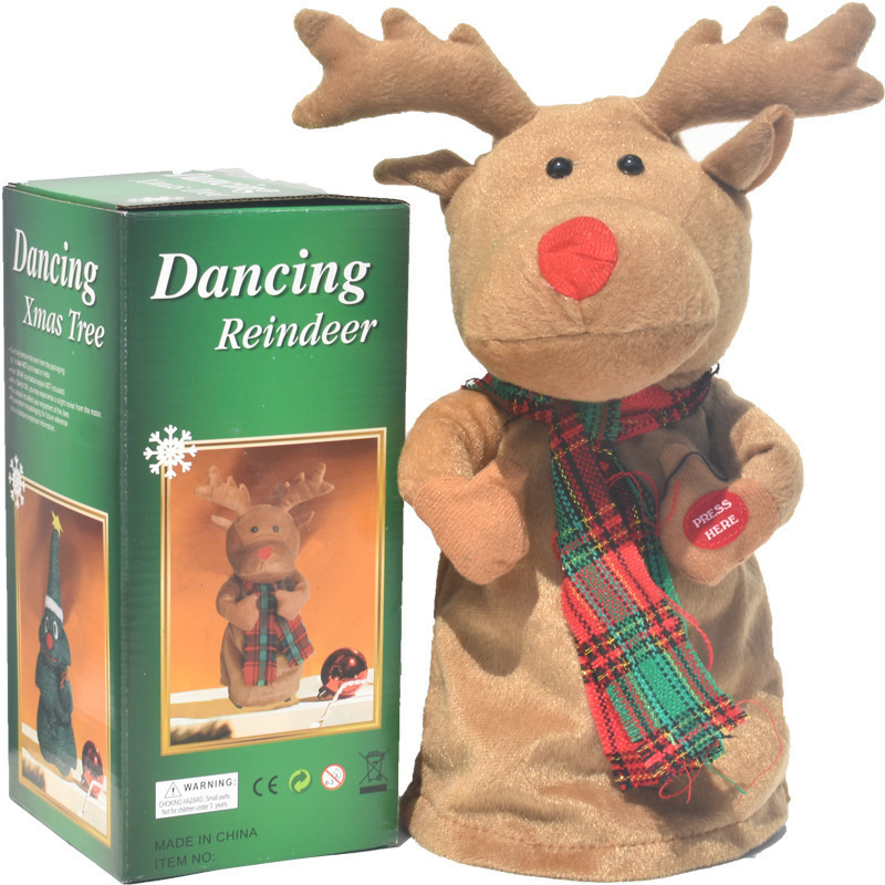 Children's toys cute doll Electric Music Rotating Deer Rudolph Ornament Christmas Gift Plush Doll