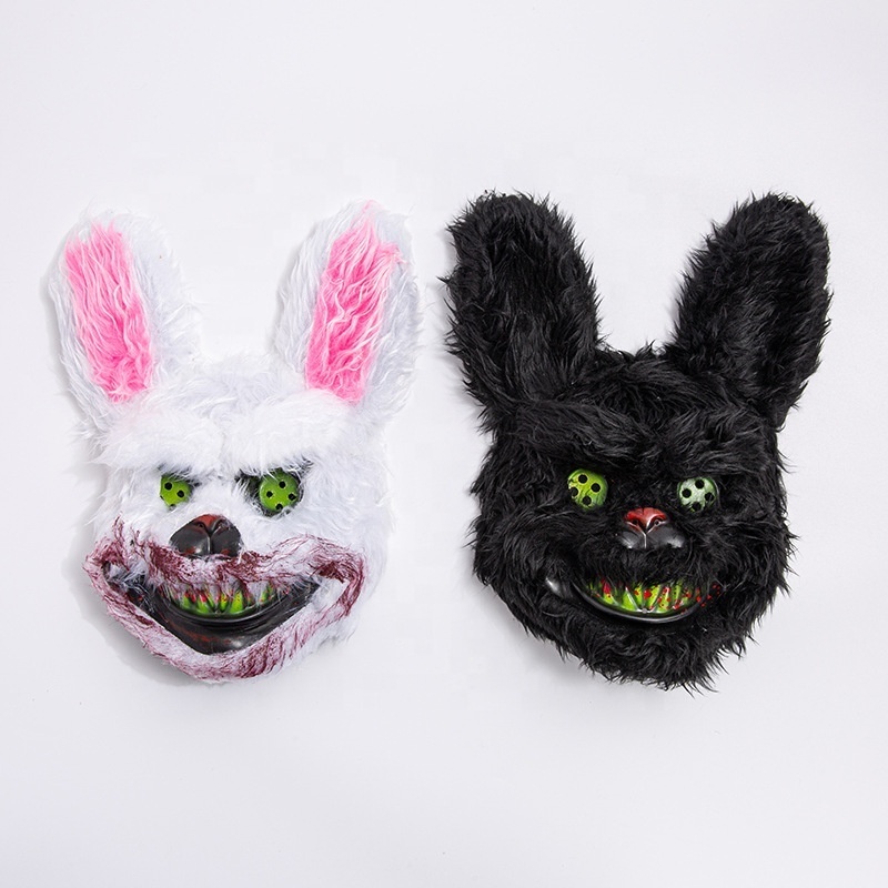 2024 Halloween Scary Halloween Mask Bloody Killer Rabbit With LED Mask Teddy Bear Halloween Plush Cosplay Horror Mask