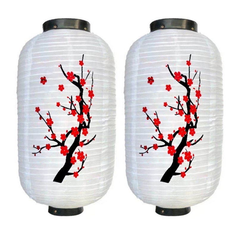 Wholesale Chinese Korean Japanese Restaurant Decorative Lantern Waterproof Foldable Silk Fabric Plum Blossom Lanterns