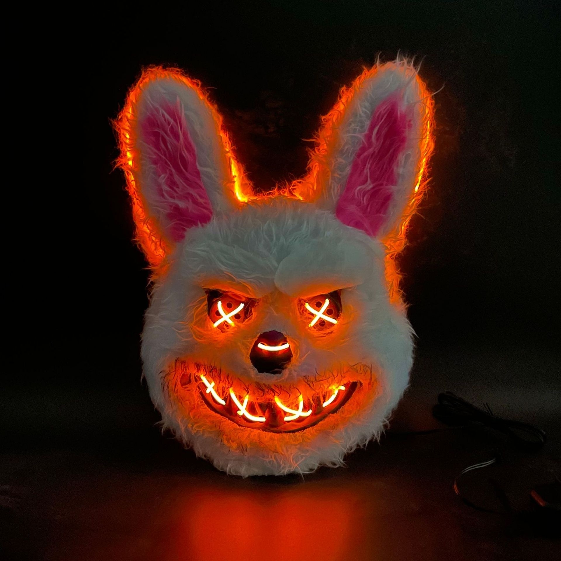 2024 Halloween Scary Halloween Mask Bloody Killer Rabbit With LED Mask Teddy Bear Halloween Plush Cosplay Horror Mask