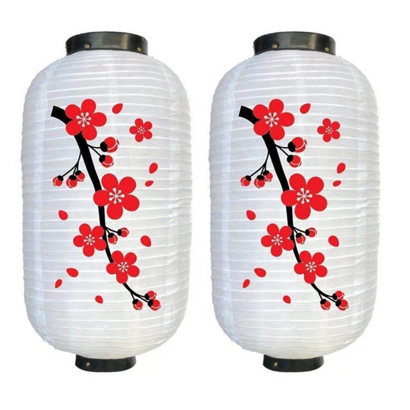 Wholesale Chinese Korean Japanese Restaurant Decorative Lantern Waterproof Foldable Silk Fabric Plum Blossom Lanterns