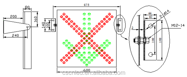 railway red cross green arrow led traffic signal light