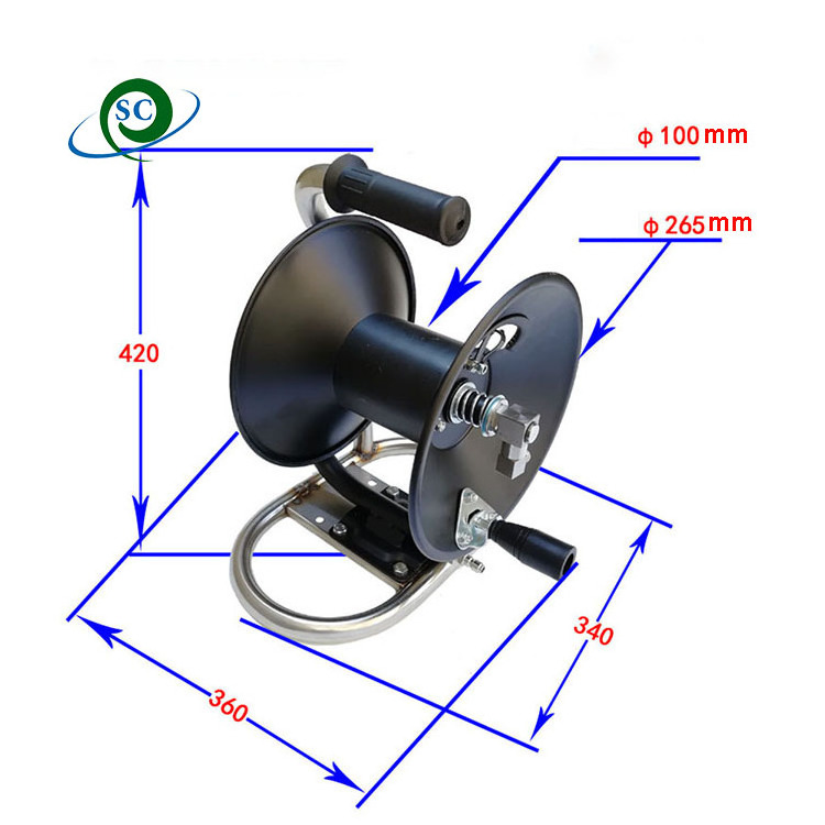 60 M high pressure Jetter Mini Reel with 1|4 Inch Jetting Hose Shut Off Valve and Gauge