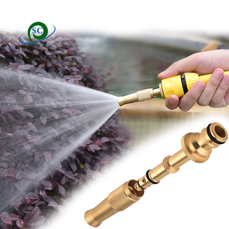 High pressure straight copper gun Garden brass Adjustable spray gun Hose Nozzle for car wash watering flower