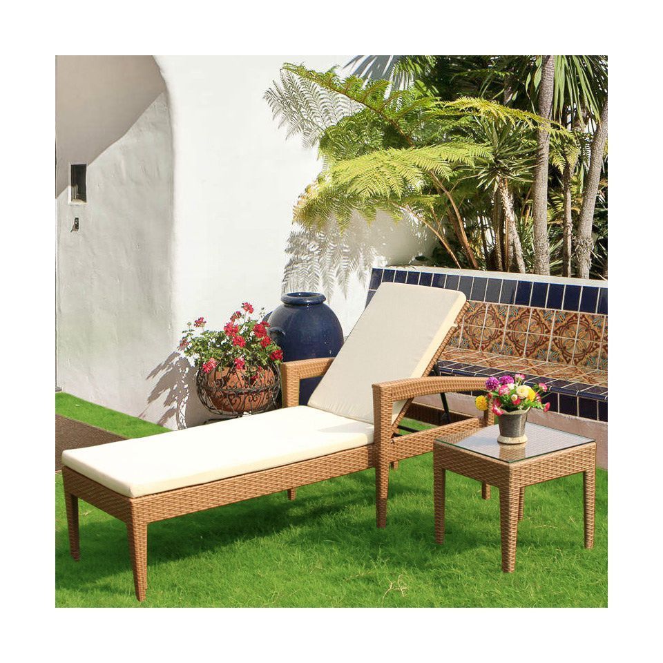 Hotel Garden Patio Furniture Aluminium Teak Beach Wicker Rattan Rope Outdoor Lounge Chair Chaise Ledge Pool Chair Sun Lounger