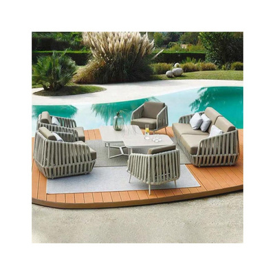 New modern luxury garden set sofa table set aluminum rattan patio balcony outdoor furniture