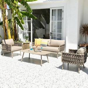 Outdoor Rattan Sofa Furniture Sets Waterproof Durable Sofa Seat Cushion Covers metal Sectional Sofa Hotel Aluminum