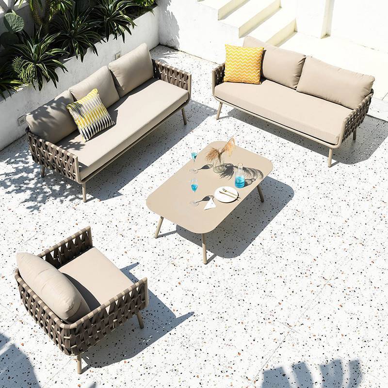 Outdoor Rattan Sofa Furniture Sets Waterproof Durable Sofa Seat Cushion Covers metal Sectional Sofa Hotel Aluminum