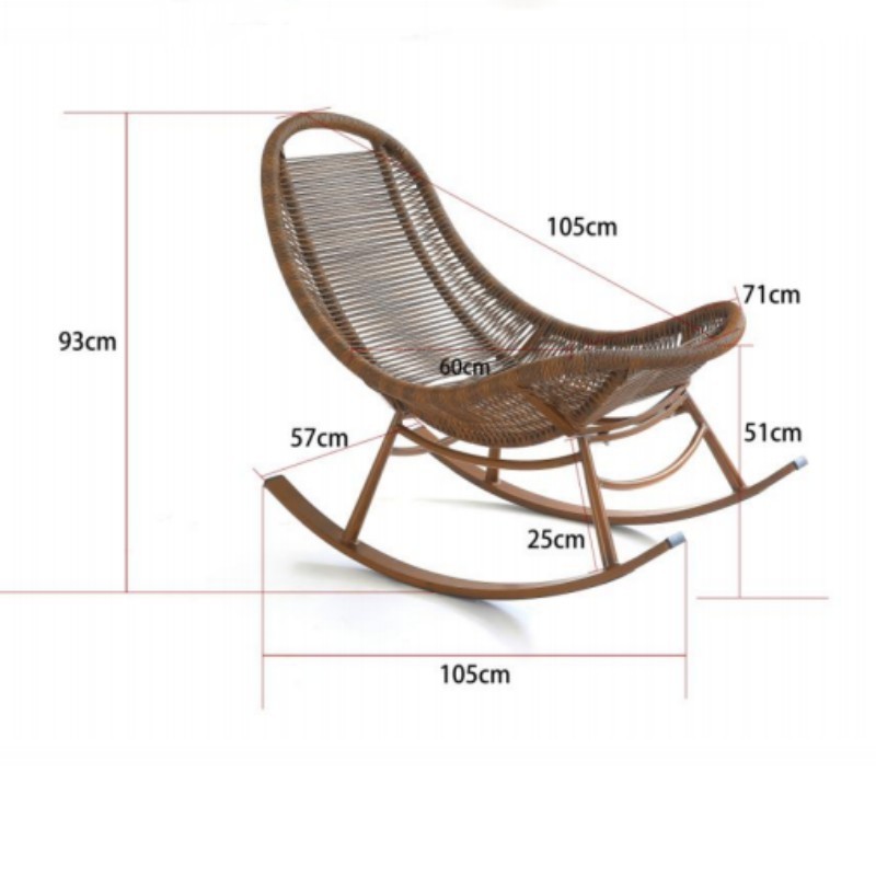 Modern Patio Leisure Outdoor Recliner  rattan rocking chair  Patio Wicker Rattan Rocking Chair Aluminum lazy lounge chair