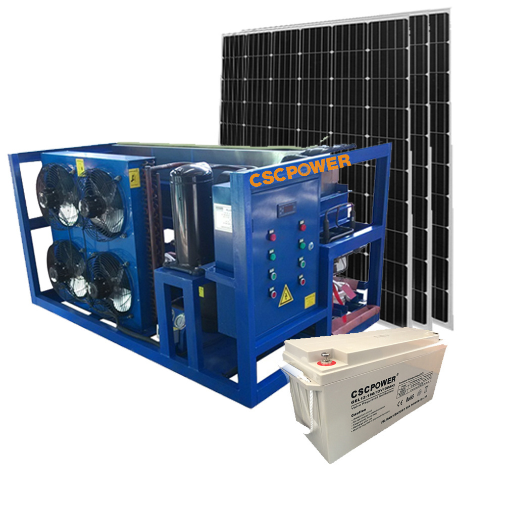 Solar Powered Ice Block Making Machine 1000kg Per Day Block Ice Maker 1Ton/24hours For Islands Commercial Ice Block Moulds